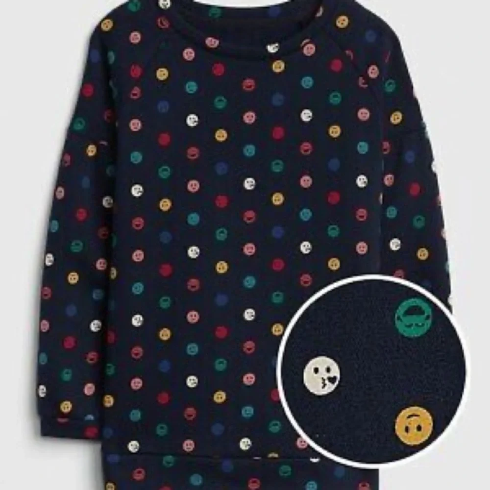 GAP Girls Smiley Face Emoji Pullover Puff Sleeve Sweatshirt Size Small